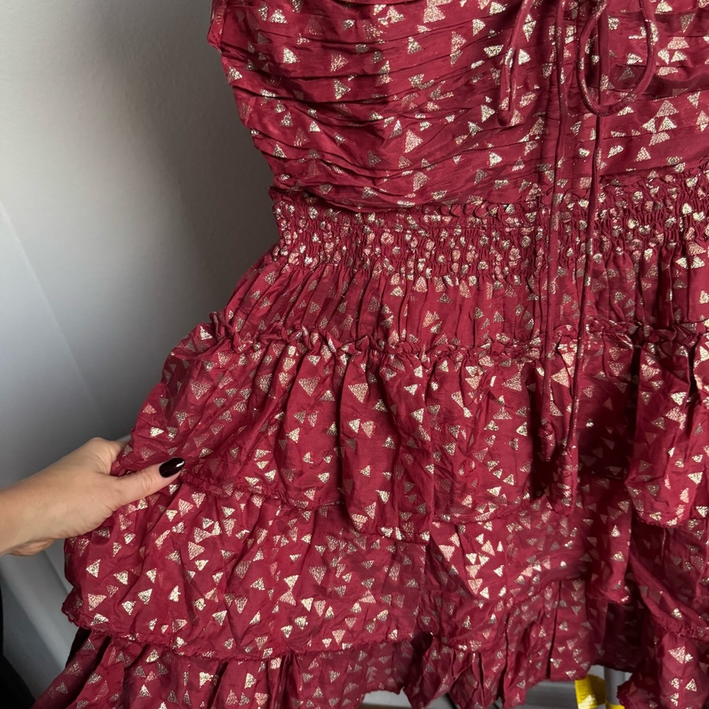 NWT By Anthropologie Short-Sleeve Ruffled Mini Dress Sz M - Picture 7 of 10